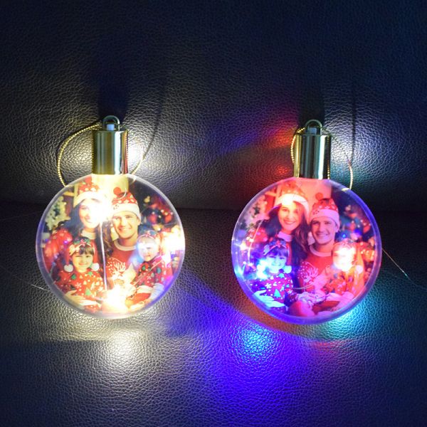 Sublimation Christmas Tree Hanging Ball With LED Custom Printing Christmas Ornaments