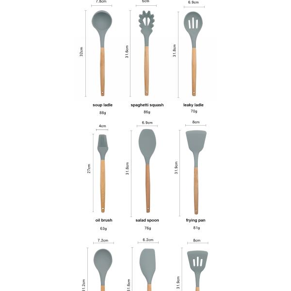 не шпатель силикона ручки 13Pcs установил с деревянной ручкой