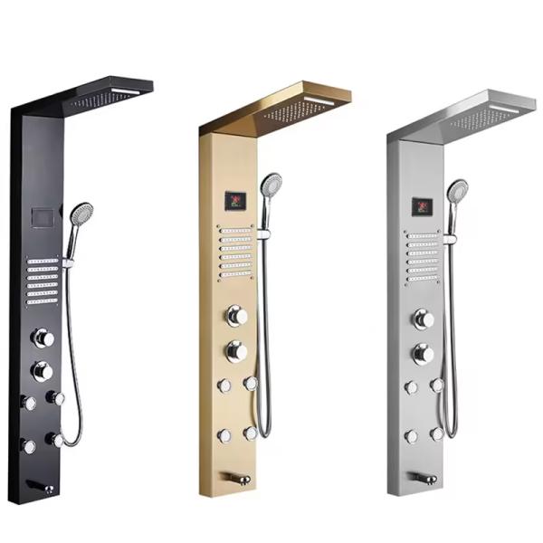 LED Bathroom Shower Set with Stainless Steel Multi Function Shower Tower Panel System