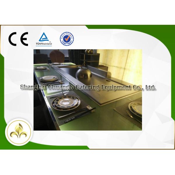 Гриль Hibachi теппаньяки зеленого света стеклянный, гриль газа железного каркаса