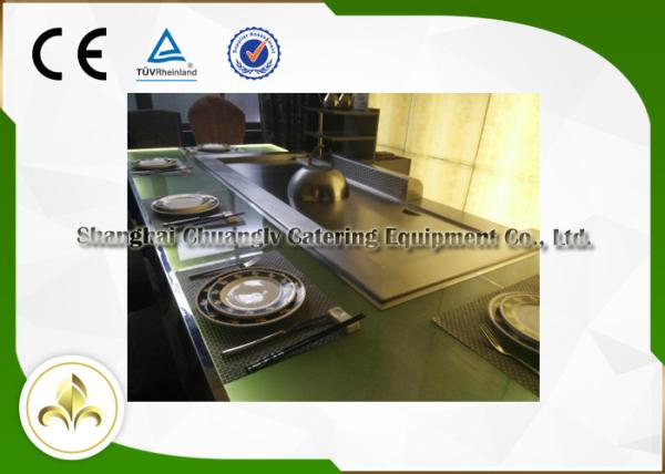 Green Light Glass Teppanyaki Hibachi Grill , Steel Frame Gas Flat Top Grill