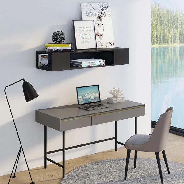 3 Storages Modern TV Stand Cabinet Matte Black Wooden TV Console Stand 8.2kg