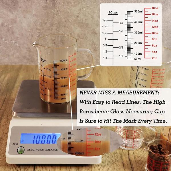 Glass Measuring Cup-[Insulated Handle | V-Shaped Spout]-Made Of High Borosilicate Glass Measuring Cup For Kitchen