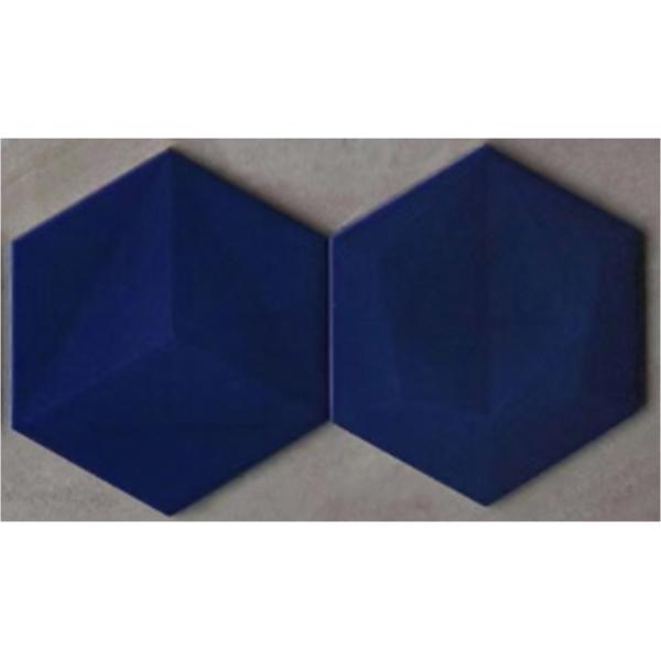 200*230mm Decorative Bathroom Floor Tiles , Hexagon Blue Ceramic Tile