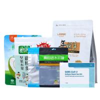Sac debout à fond plat Foil d'aluminium couleur dorée estampage UV Impression alimentaire Mylar sac en plastique debout
