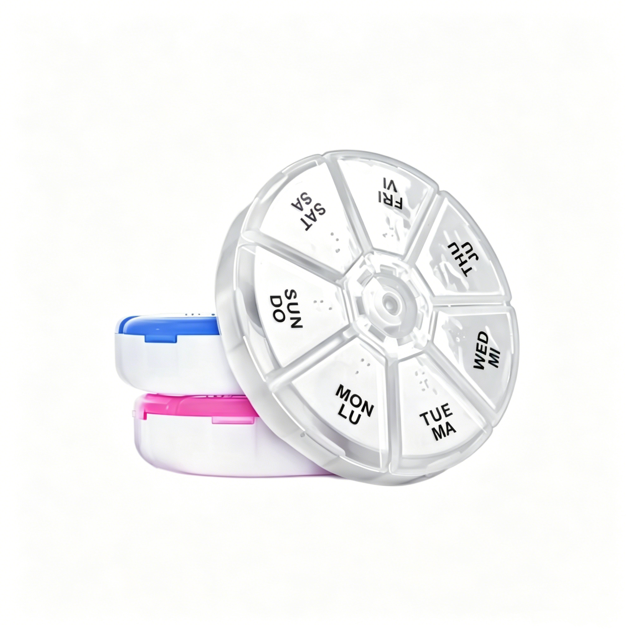 7-Slot Circular Pill Case Translucent Moisture-proof Medical Gift