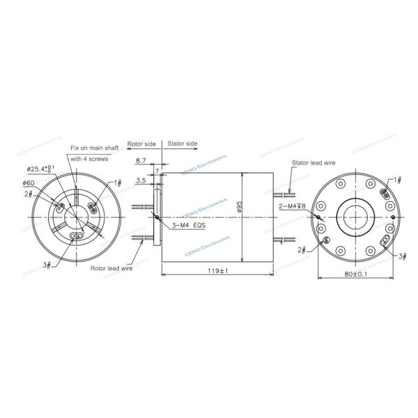 Low Temperature Power Integrated Slip Ring With Through Hole Conductive Collector
