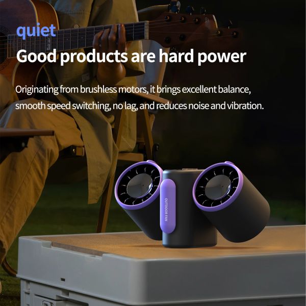 3 In 1 Dual Head Portable Air Cooling Fan With 8000mAh Battery Outdoor Use