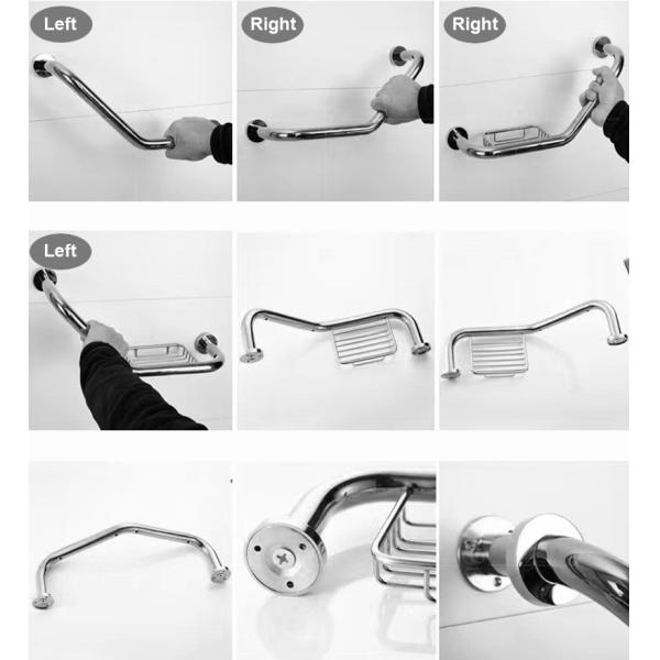 135 Degree Angled Bathroom Safety Handles Grab Bar With Matte Black Finish