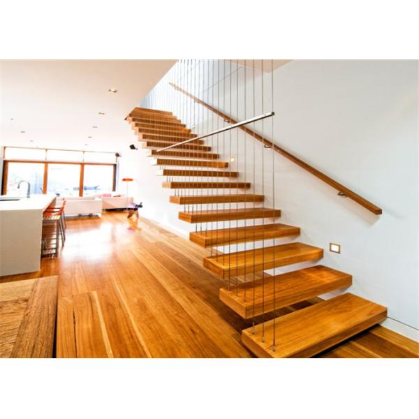 Prima Prefabricated Open Tread Stairs With Glass , Unique Floating Appearance