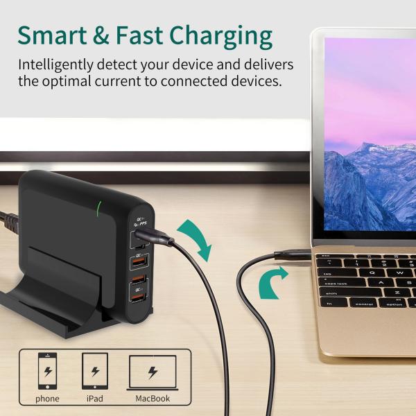 110W 5 Ports USB C PD Chargers Fast Charging Station 312g For Travel