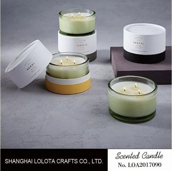 Soy Wax Scented Jar Candle In The Green Bottle With Customized Round White Box