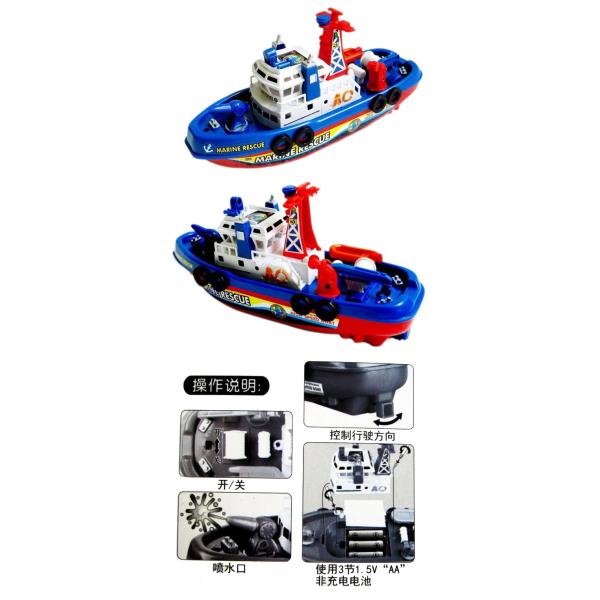 Popular children's toys wholesale electric fireboat spraying water with light music model