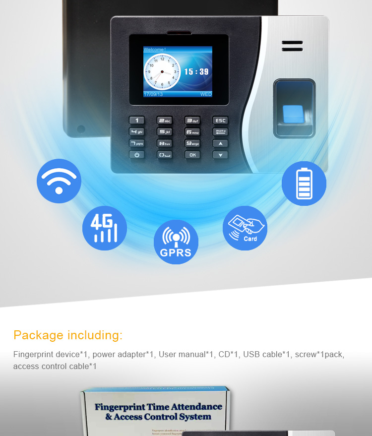 Машина 3G Wifi посещаемости отпечатка пальцев перфорационной карты облака RFID сети Timmy с SMS