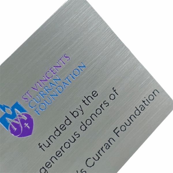 Custom Stainless Steel Nameplate With Brushed Finish And Multi-Color Infill