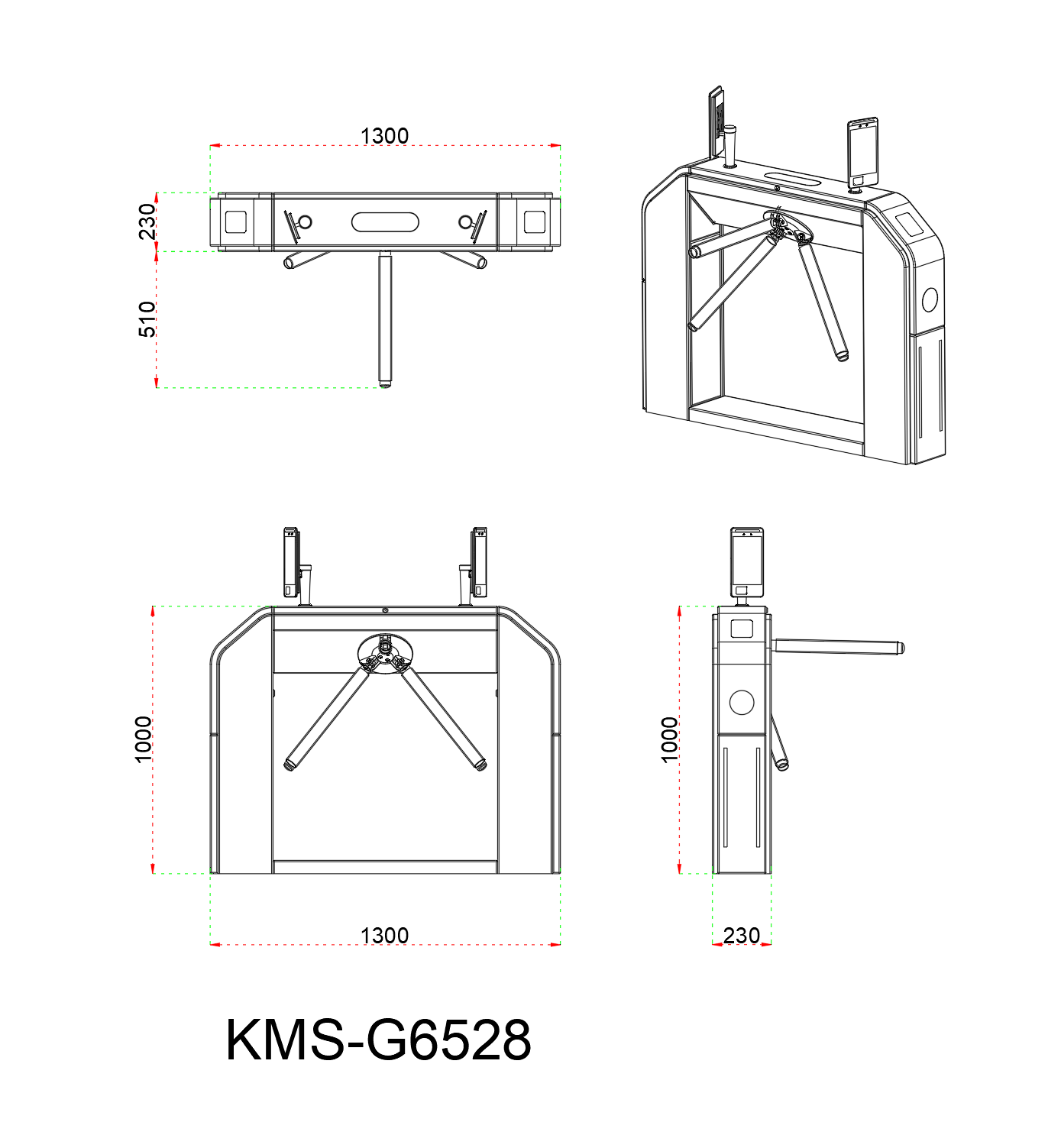 Tripod Turnstile Gate Visitor Management System Access Control Registration