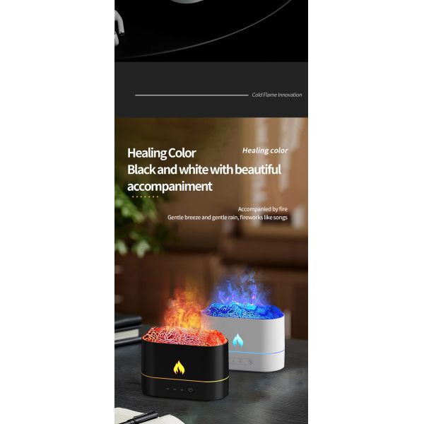Portable Fire Flame Lava Crack Design Aroma Humidifier with Color Changing Light