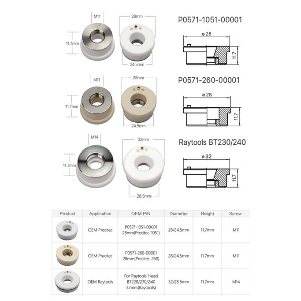 Anel cerâmico industrial da máquina de corte D28 do laser D32 que corta as peças