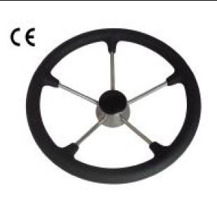 Black 5 Spoke S.S Boat Marine Steering Wheel With Black PU Foam