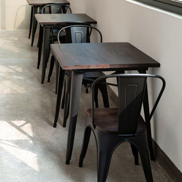 Restaurant Furniture Fast Food Coffee Loft Iron Wooden Dining Table for Restaurant Furniture Sets