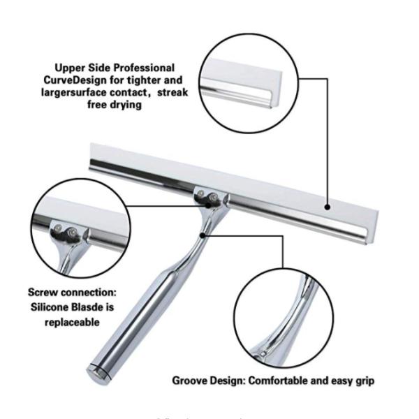 Chrom Shower Glass Cleaner Squeegee Mirror Wiper