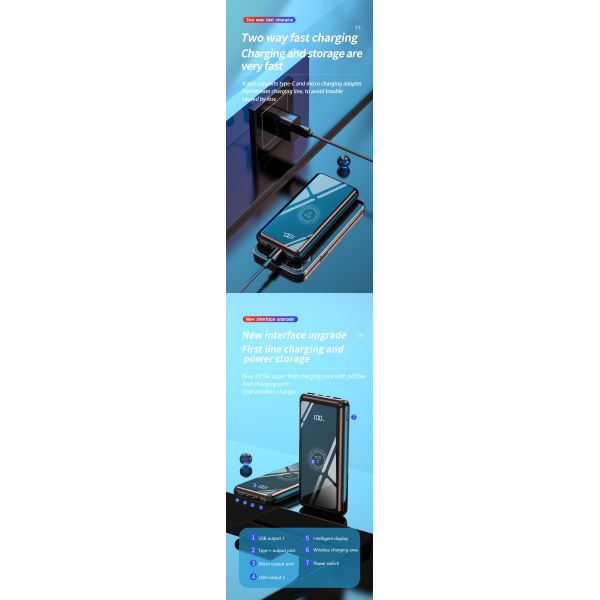 Portable Power Bank Trending Products 15W   Wireless Charging 10000 Mah High Capacity