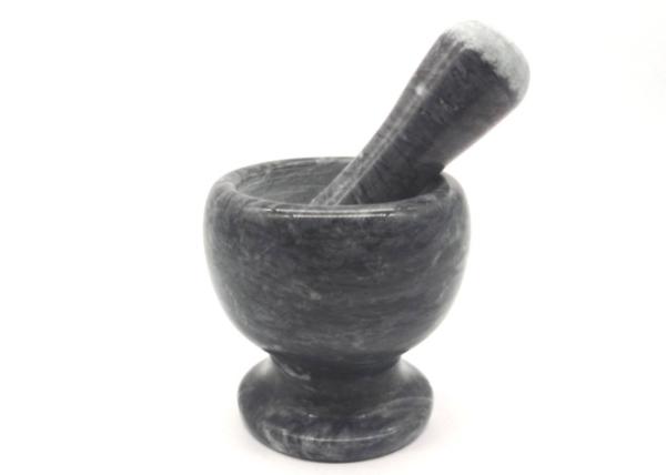 Custom Made Stone Mortar And Pestle , Stone Bowl And Grinder Black Color