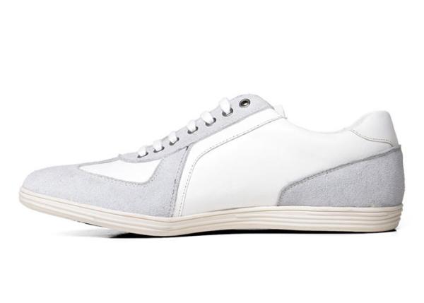 Sapatas de Autumn Splicing Mens Casual Flat, sapatas lisas brancas dos homens de couro da camurça
