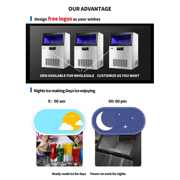BLG Commercial Compact Ice Maker 200kg Ice Storage Capacity 105 Kg Water Spray Automatic Full Cube Ice Maker for Sale