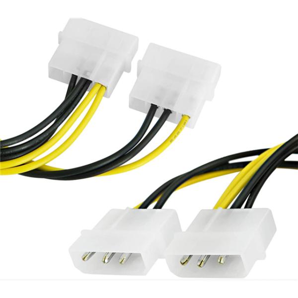 Dual 4 Pin Molex To 8 Pin Pcie Power Cable For Video Graphics Card