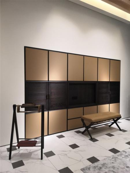 Italy design of Dresser with Mirror by Oak wood table in Pure painting and Smart storage drawers leather belt decorative
