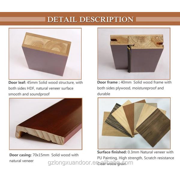 Red Oak Solid Wood HPL Doors 88cm Width Front Entrance Door OEM