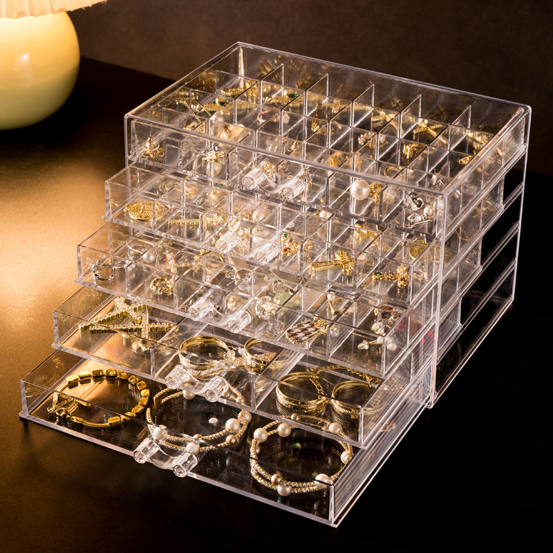 Transparent Acrylic Drawer Storage Box Multi-layer Desktop Organizer for Cosmetics Makeup Stationery Clear Vanity Case