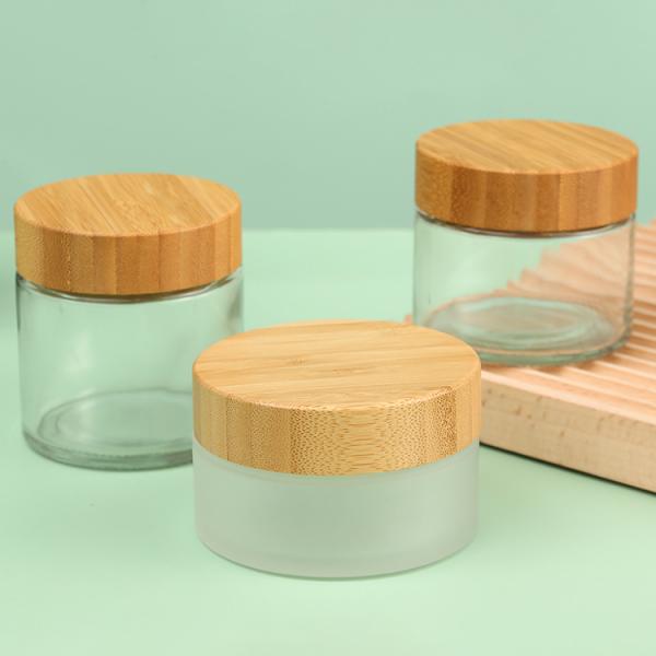 15g 30g 50g 100g Frosted Clear Glass Cream Jar with Gold Silver Screw Lid Customized Logo and Frosted Glass Base Material