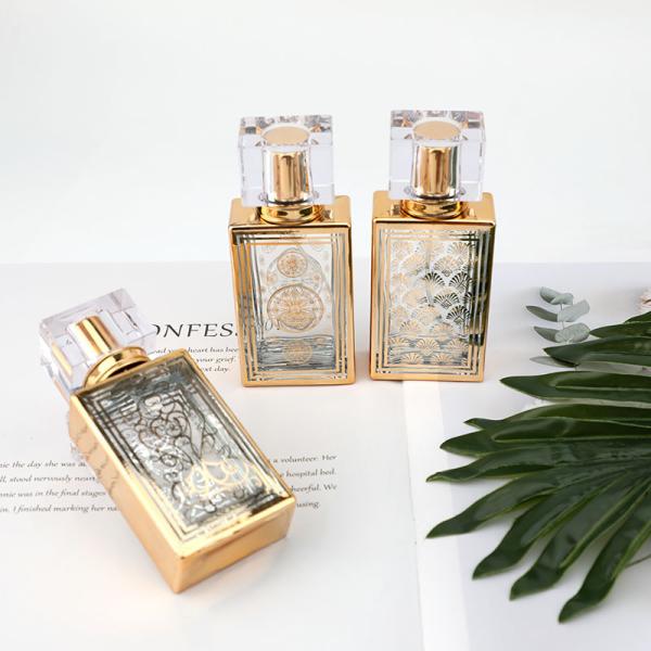 50ml electrochapó la botella de vidrio al por mayor del espray de perfume de la botella de cristal de perfume de la botella de la botella vacía cuadrada del Subpackage