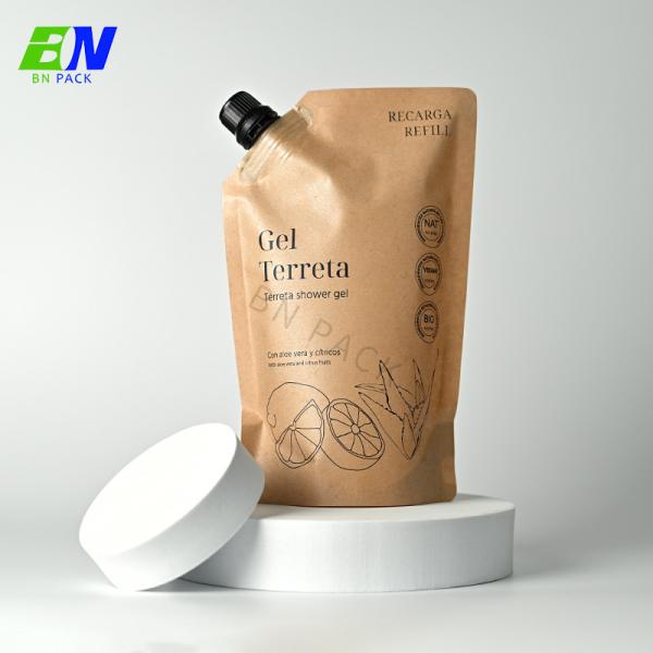 1000ml Shampoo Pouch Refill Kraft Paper With Plastic Cap