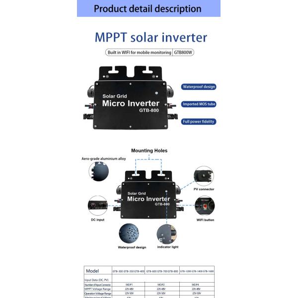 Silver 700W Micro Inverter On Grid Low Cost Easy Installation New Arrival Good Price Solar Micro Inverter System