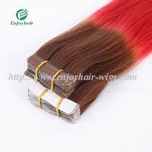 Tape Hair extension 16-28L,100s/pack T8#/red# color Straight malaysian virgin hair