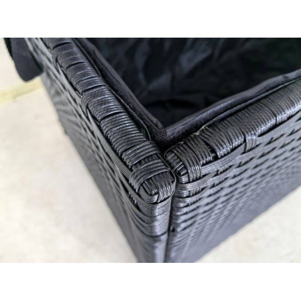 Garden Storage Box with Lid (124x14x59cm) Wicker Chest for Home Organization Blanket Toy & Clothes Storage & Decor