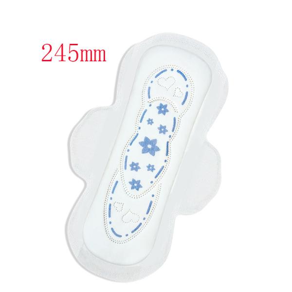 Venda por atacado Super Soft White Blue Chip Disposable 350mm Pad sanitário para Mulher