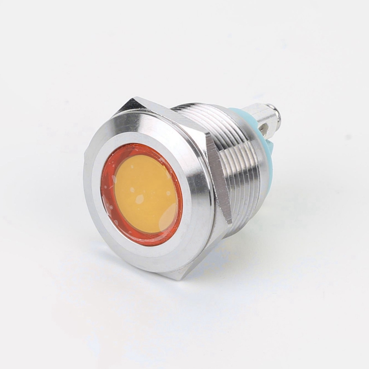 19mm 6V-220V Stainless Steel Flat Head Signal Lamp LED Indicator Lights Green Blue White Yellow IP65 IK08 Industrial Control