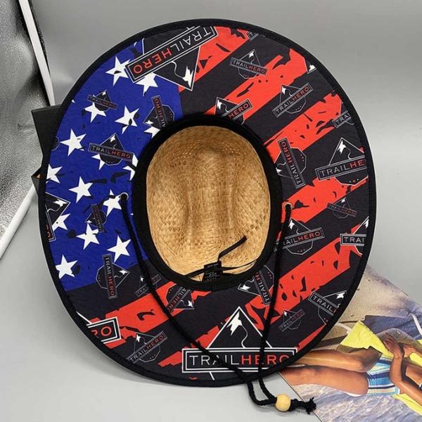 11.5 Cm Brim Woven Sun Hats , Outdoor Surfing Lifeguard Straw Hats