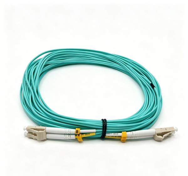 10 Meter Slim Duplex OM4 Multimode Fiber Patch Cord With Dual LCUPC UPC Polished Connectors