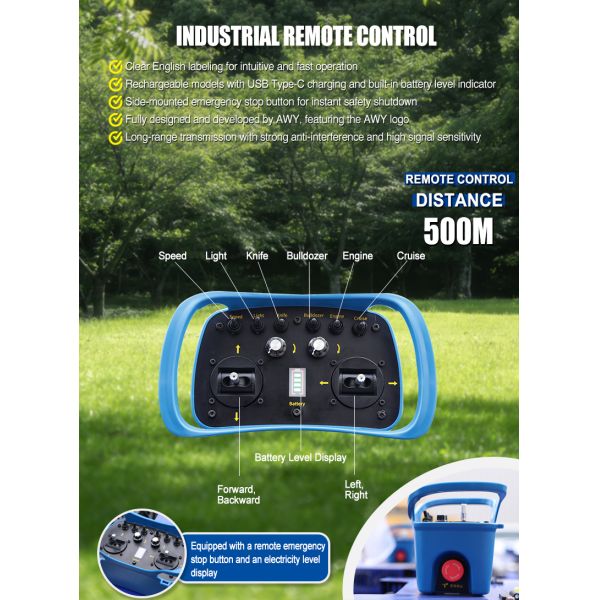 RC Lawn Mower Field Weed Cleaning All-Terrain RC Lawn Mower Mountain Wasteland Clearing Strong Climbing Weedy Terrain