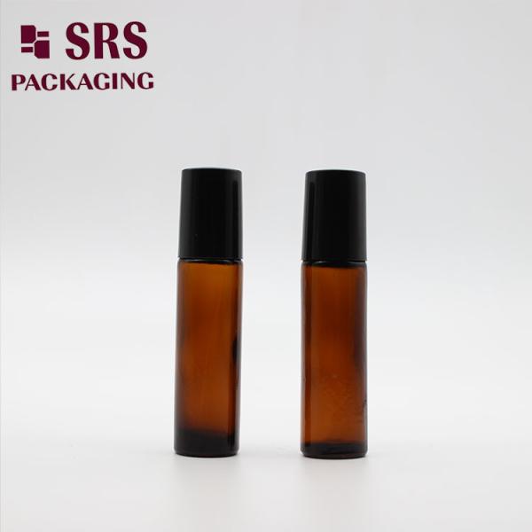 10ml transparent amber brown glass roller ball empty essential oil massage bottle