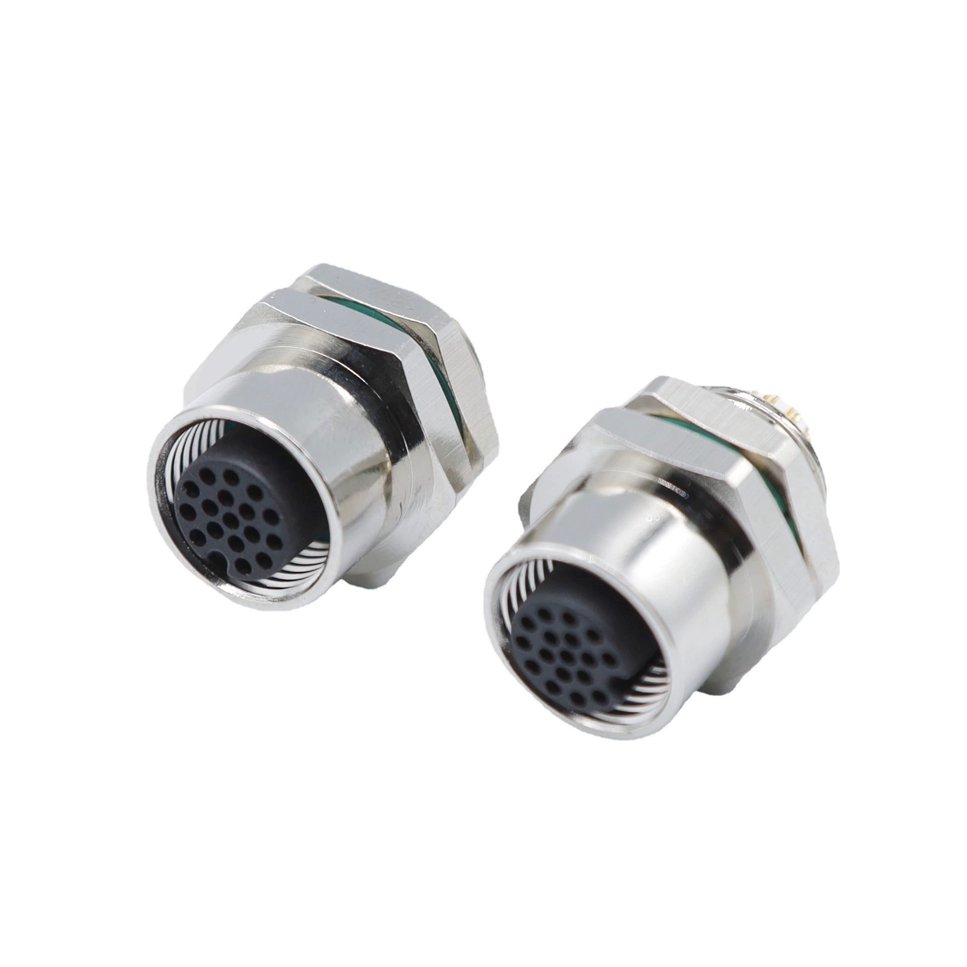 M12 Waterproof IP67 Female Panel Mount Connector Screw Lock Industrial Circular Connector