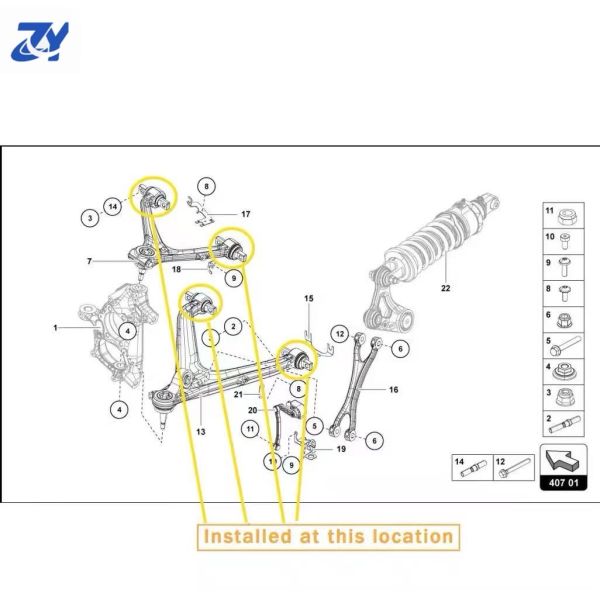 Suitable for Lamborghini Aventador Control Arm Bushing Kit 4PCS Original Equipment Manufacturer 470407505G 470407151H