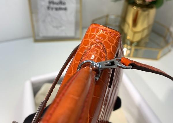 Orange Crocodile Skin Bag , 19cm Genuine Crocodile Leather Bag