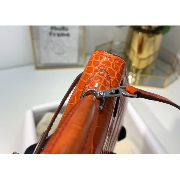 Orange Crocodile Skin Bag , 19cm Genuine Crocodile Leather Bag