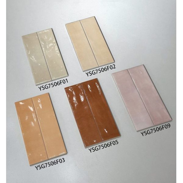 Elegant Retro Beige Pink 75x300mm Glossy Inside Ceramic Wall Tiles For Bedroom and Dining Room